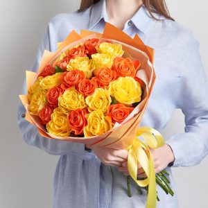 Рыжий Микс 25 роз